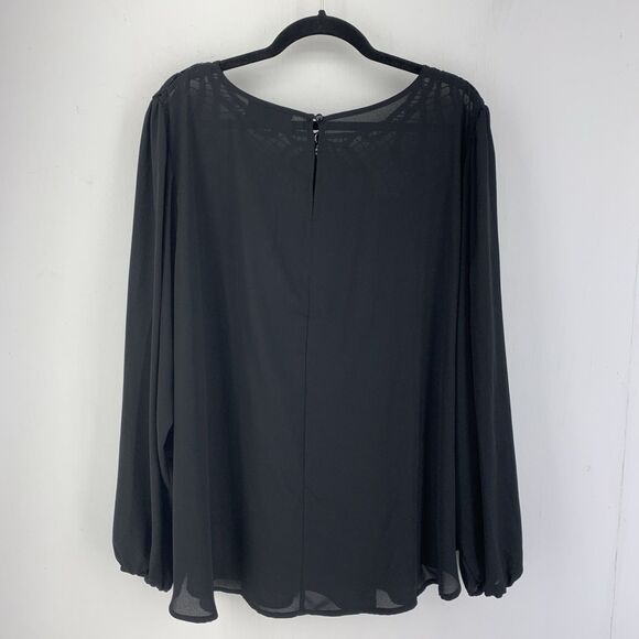 Lane Bryant Womens 26 28 Top Blouse‎ Flowy Sheer Crocheted Lace Trim Whimsigoth - Picture 7 of 8